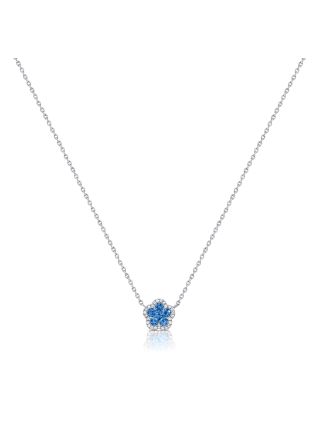 .65CT SAPPHIRE AND DIAMOND FLOWER NECKLACE
