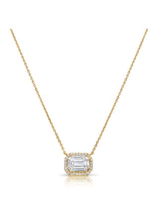 .86CT PIE CUT AND ROUND DIAMOND ILLUSION PENDANT NECKLACE