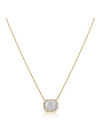 1.16CT PIE CUT AND ROUND DIAMOND ILLUSION PENDANT NECKLACE