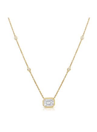 .89CT PIE CUT AND DIAMOND BEZEL PENDANT NECKLACE