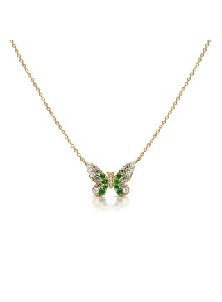 .71CT GREEN SAPPHIRE BUTTERFLY PENDANT NECKLACE