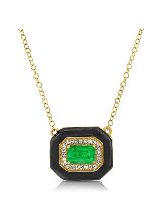 .63CT EMERALD AND DIAMOND PENDANT NECKLACE