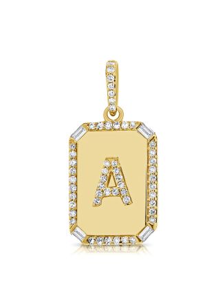 .22CT BAGUETTES AND DIAMOND INITIAL A PENDANT