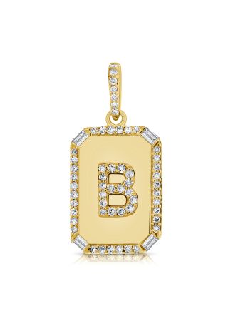 .22CT BAGUETTES AND DIAMOND INITIAL B PENDANT