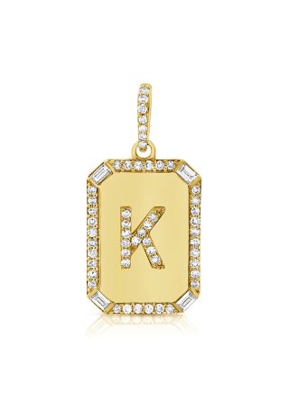 .23CT BAGUETTES AND DIAMOND INITIAL K PENDANT