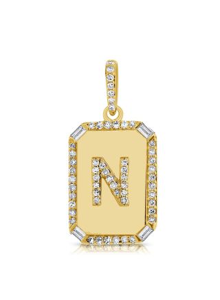 .23CT BAGUETTES AND ROUND DIAMOND INITIAL N PENDANT