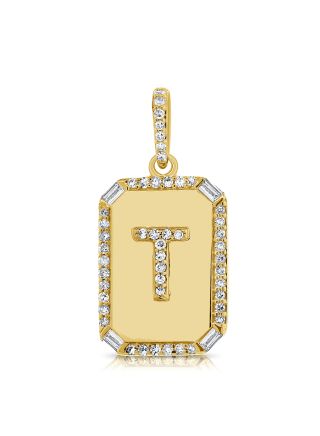.19CT BAGUETTES AND DIAMOND INITIAL T PENDANT