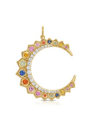 1.41CT RAINBOW COLOR AND DIAMOND MOON PENDANT