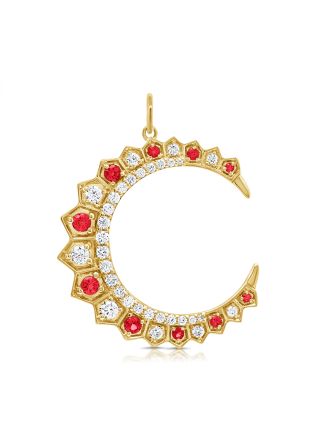 1.51CT RUBY AND DIAMOND MOON PENDANT