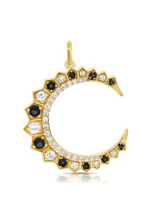 .82CT BLACK DIAMOND AND DIAMOND MOON PENDANT