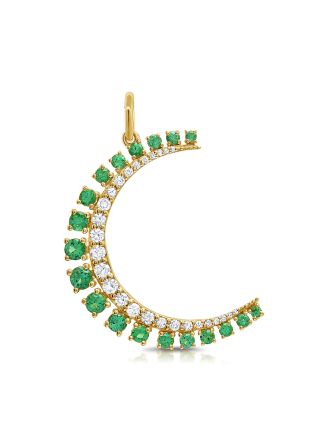 .91CT EMERALD AND DIAMOND MOON PENDANT