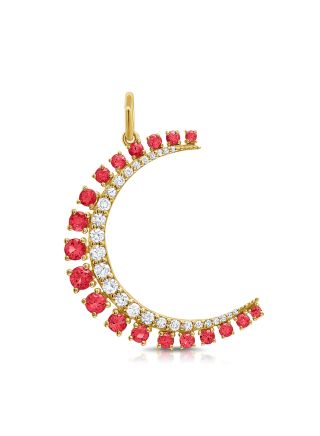 1.07CT RUBY AND DIAMOND MOON PENDANT