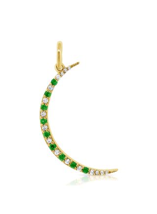 .18CT EMERALD AND DIAMOND MOON PENDANT