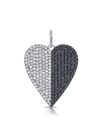 1.02CT BLACK DIAMOND AND DIAMOND HEART PENDANT
