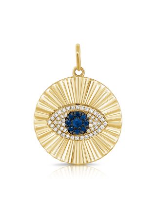 .35CT SAPPHIRE AND DIAMOND EVIL EYE PENDANT