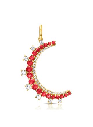 1.46CT RUBY AND DIAMOND MOON PENDANT