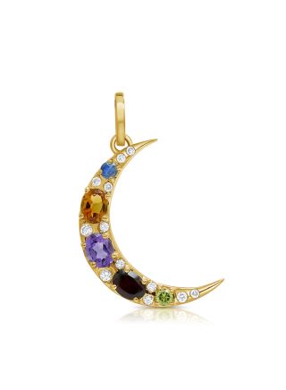 .79CT RAINBOW COLOR AND DIAMOND MOON PENDANT