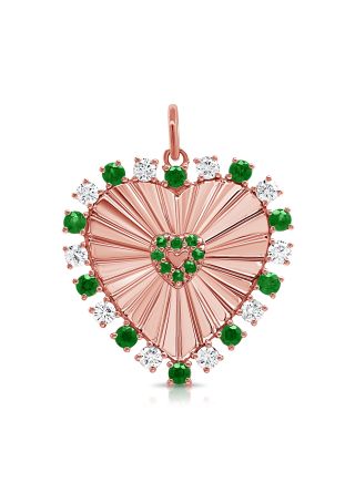 1.25CT EMERALD AND DIAMOND HEART PENDANT