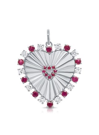 1.57CT RUBY AND DIAMOND HEART PENDANT