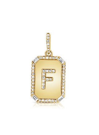 .24CT BAGUETTES AND DIAMOND INITIAL F PENDANT
