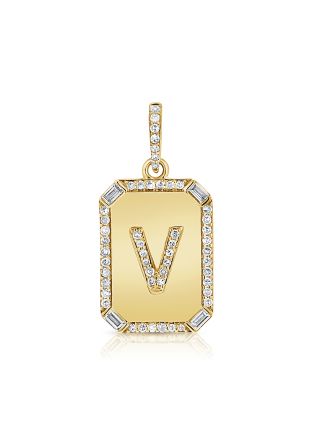 .25CT BAGUETTES AND DIAMOND INITIAL V PENDANT