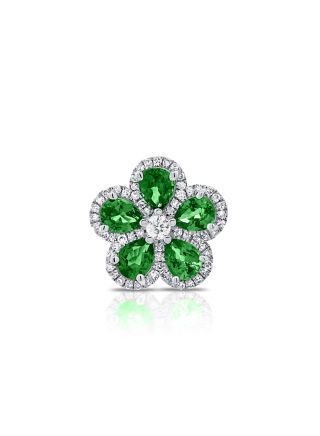 1.33CT EMERALD AND DIAMOND FLOWER PENDANT
