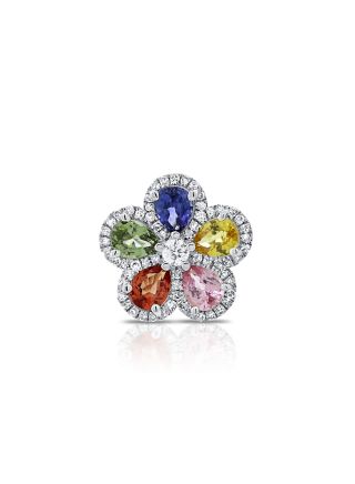 1.33CT RAINBOW COLOR AND DIAMOND FLOWER PENDANT