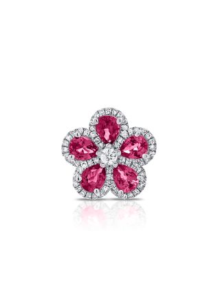 1.33CT PINK SAPPHIRE AND DIAMOND FLOWER PENDANT