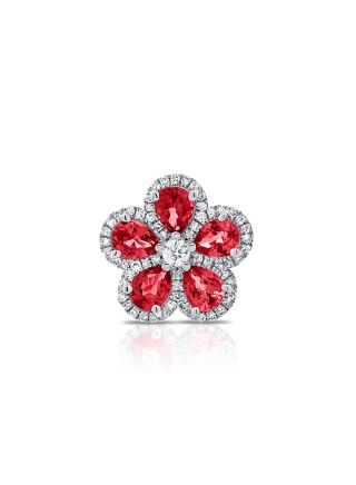 1.33CT RUBY AND DIAMOND FLOWER PENDANT