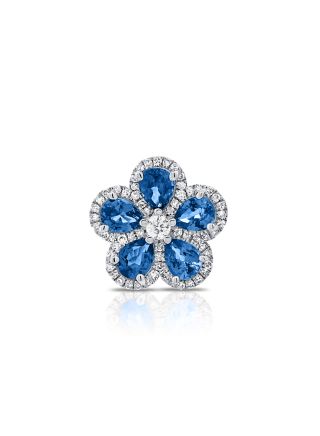 1.33CT SAPPHIRE AND DIAMOND FLOWER PENDANT
