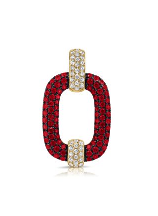 1.48CT RUBY AND ROUND DIAMOND PAPERCLIP LINK PENDANT