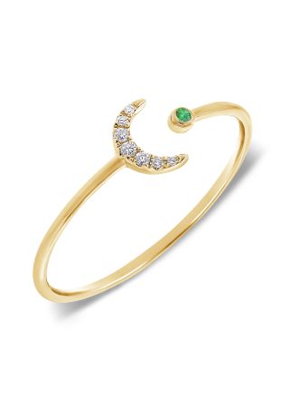 .04CT EMERALD AND DIAMOND MOON WRAP RING