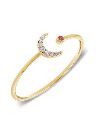 .04CT RUBY AND DIAMOND MOON WRAP RING