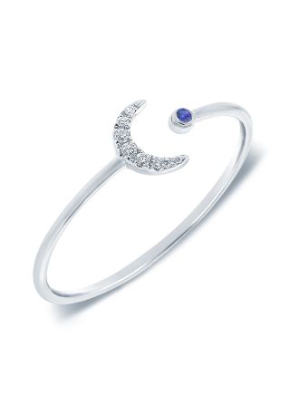 .05CT SAPPHIRE AND DIAMOND MOON WRAP RING