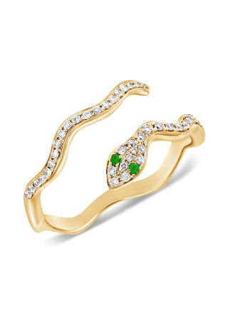 .19CT GREEN TSAVORITE AND DIAMOND SNAKE WRAP RING