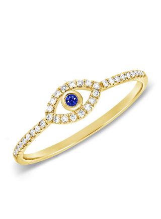 .11CT SAPPHIRE AND DIAMOND EVIL EYE RING