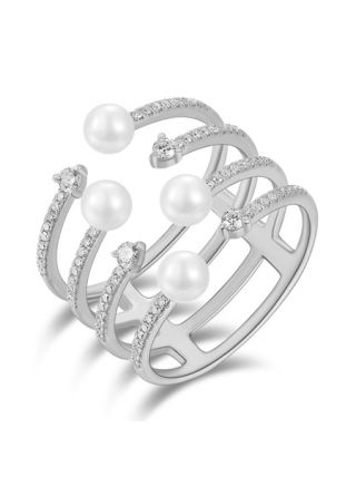 2.14CT PEARL AND DIAMOND WRAP RING