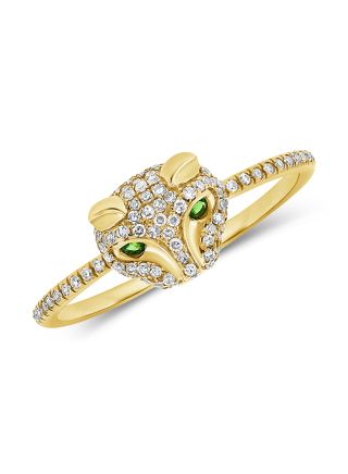.26CT GREEN TSAVORITE AND DIAMOND PANTHER RING