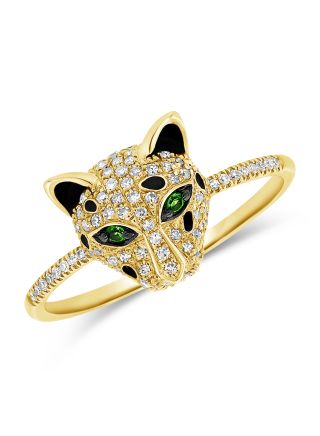 .26CT GREEN TSAVORITE AND DIAMOND PANTHER RING