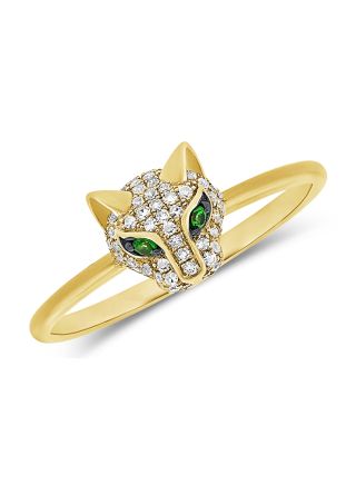 .20CT GREEN TSAVORITE AND DIAMOND PANTHER RING