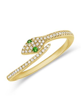 .13CT GREEN TSAVORITE AND DIAMOND SNAKE WRAP RING