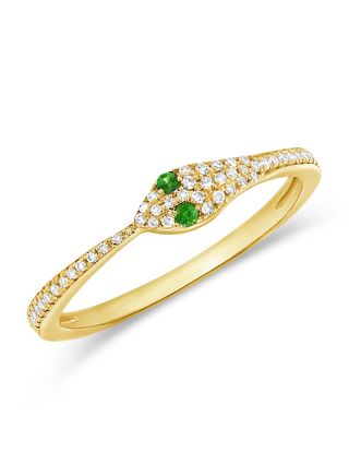 .15CT GREEN TSAVORITE AND DIAMOND SNAKE RING