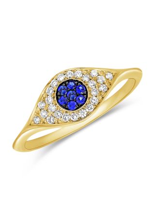 .25CT SAPPHIRE AND DIAMOND EVIL EYE RING