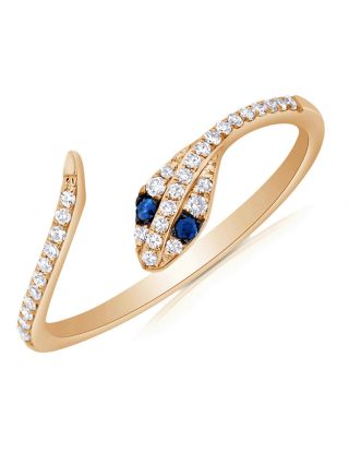.19CT SAPPHIRE AND DIAMOND SNAKE WRAP RING