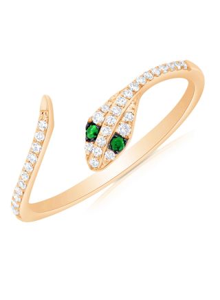 .18CT GREEN TSAVORITE AND DIAMOND SNAKE WRAP RING