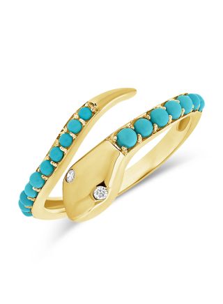 .50CT TURQUOISE AND DIAMOND SNAKE WRAP RING