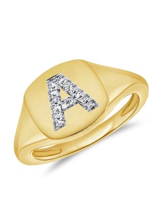 .04CT DIAMOND INITIAL A PINKY RING