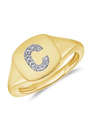.03CT  DIAMOND INITIAL C PINKY RING