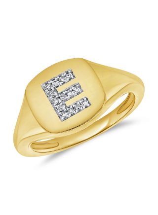 .04CT  DIAMOND INITIAL E PINKY RING