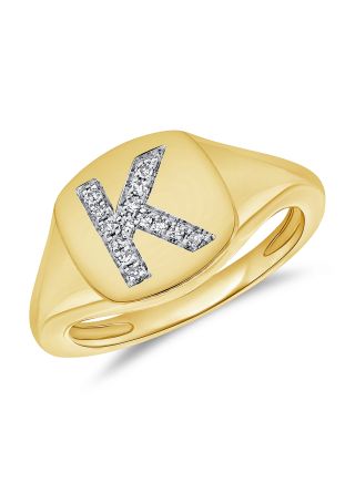 .04CT  DIAMOND INITIAL K PINKY RING
